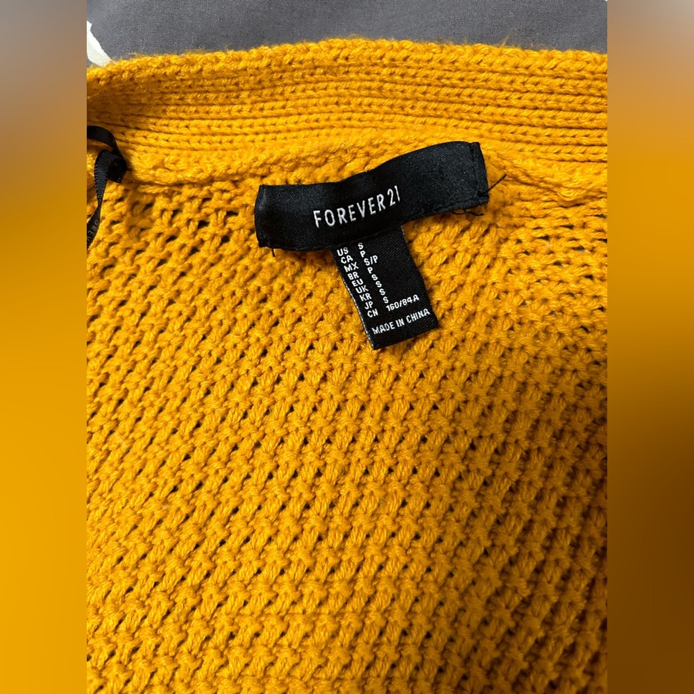 Forever 21 Crochet Cardigan in Mustard Yellow - Picture 5 of 5